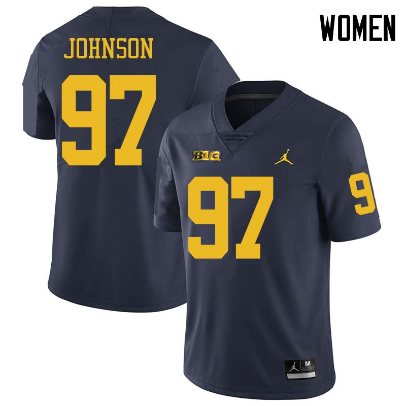 Jordan Brand Women #97 Ron Johnson Michigan Wolverines College Football Jerseys Sale-Navy